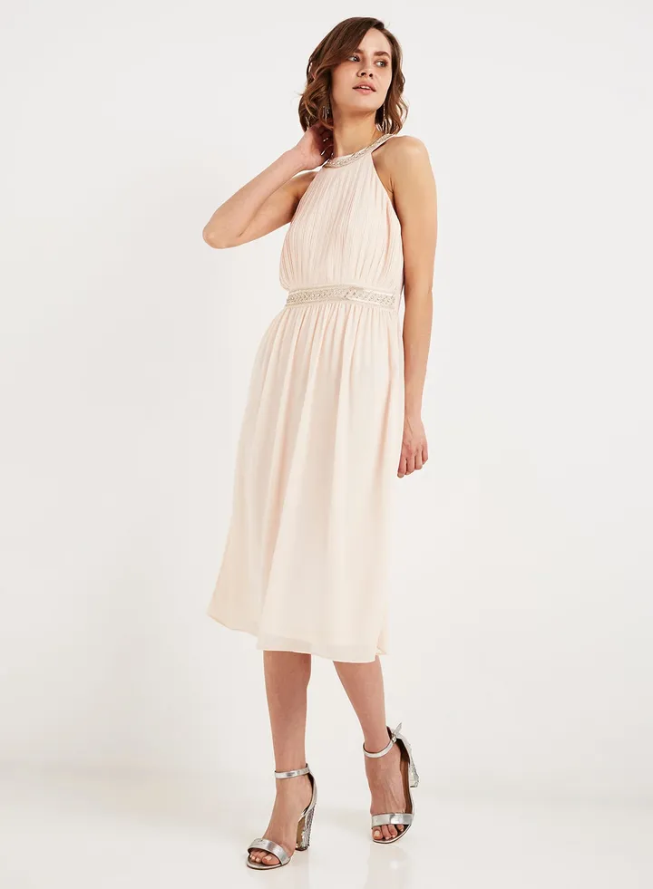 Hale Midi Dress Beige