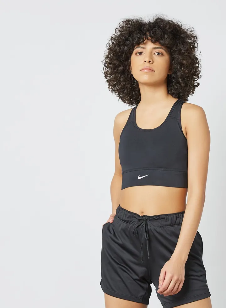 Swoosh Medium-Support Longline Sports Bra Black/(White)