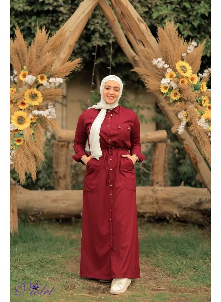 Maroon Maxi shirt dress