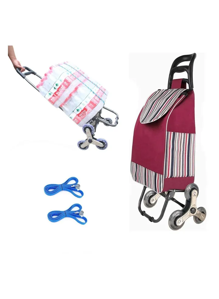 COOLBABY Foldable Shopping Cart Heavy Duty Grocery Cart with Rubber Tri Wheel for Easy to Climb Stairs Large Capacity Waterproof Bag Trolley Shopping Cart