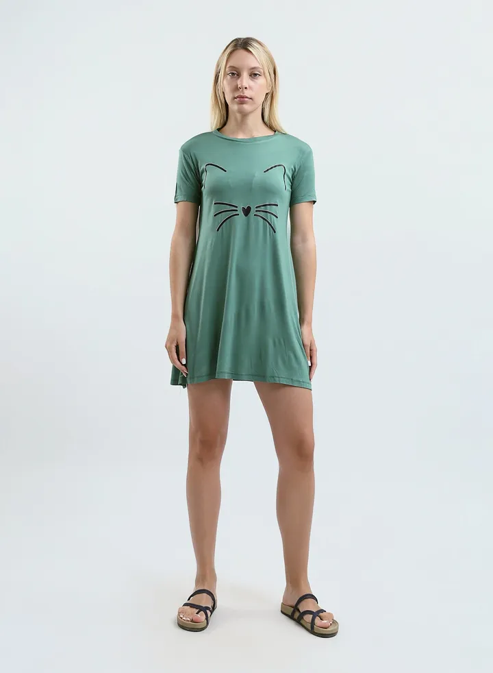 Sleepshirt Cotton Short Sleeves Printed