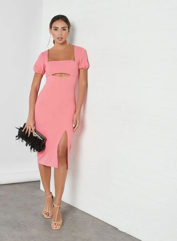 Ela Cut-Out Bodycon Dress Coral