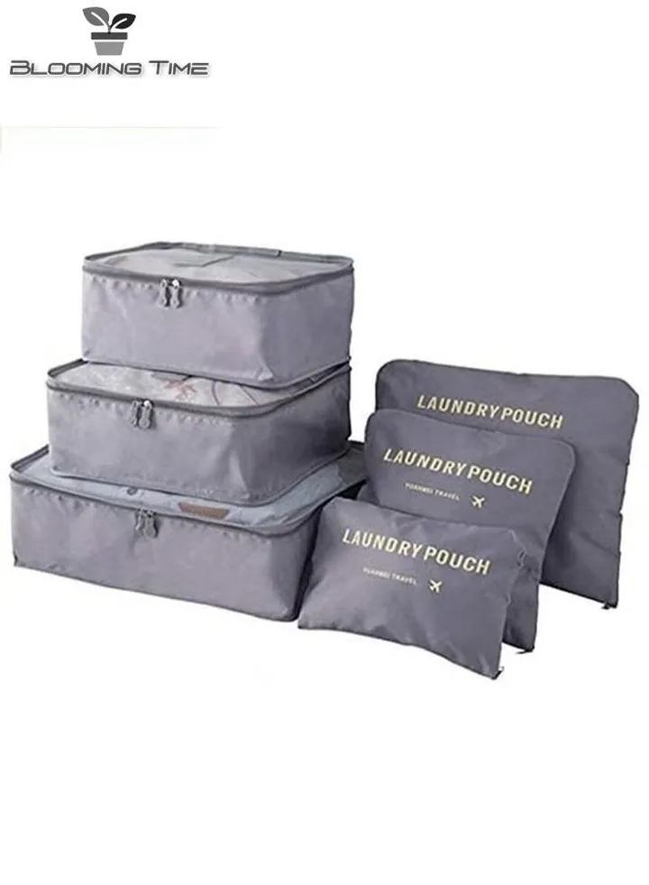 6 Pieces Of Travel Storage Bags, Different Sizes, Classified Travel Storage, Gray