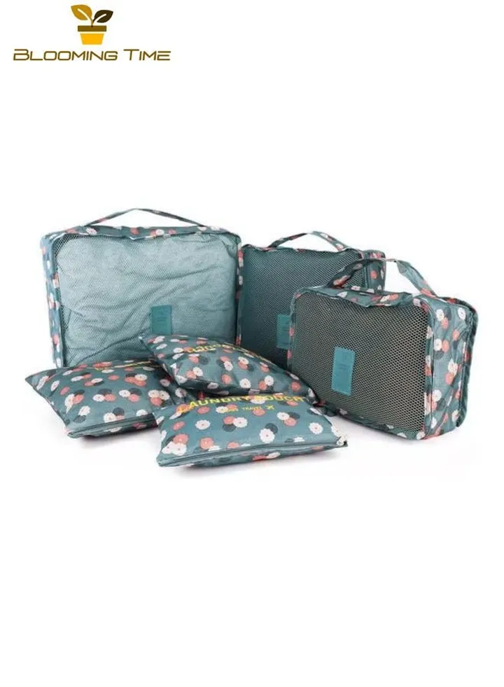 6-piece nylon travel cosmetic organizer bag