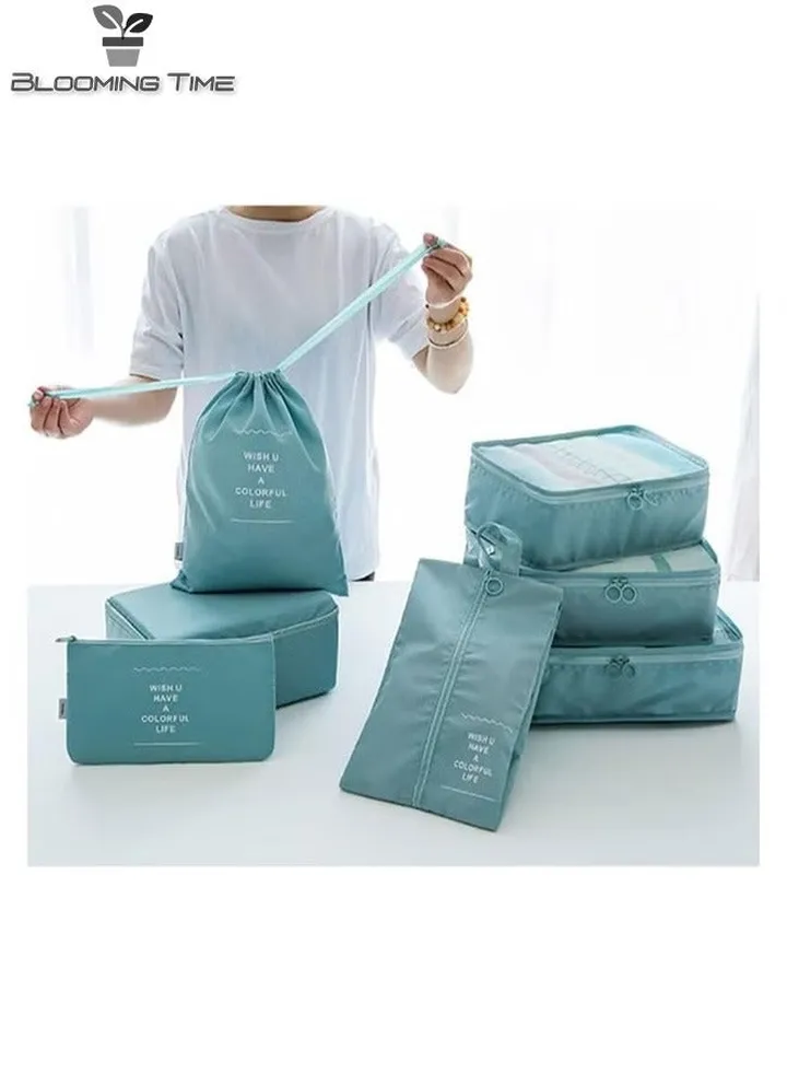 7 Pieces Waterproof Travel Luggage Storage Bag Set Blue