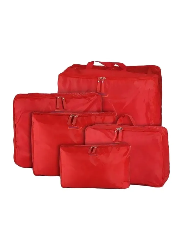 5-Piece Travel Bag Organizer Set Red