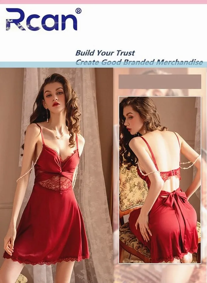 Fashion French Style Palace Lingerie For Women's Home Underwear Silky Soft Satin Backless Sling Ladies Boudoir Dress Sleepwear Nightdress Cute Babydoll