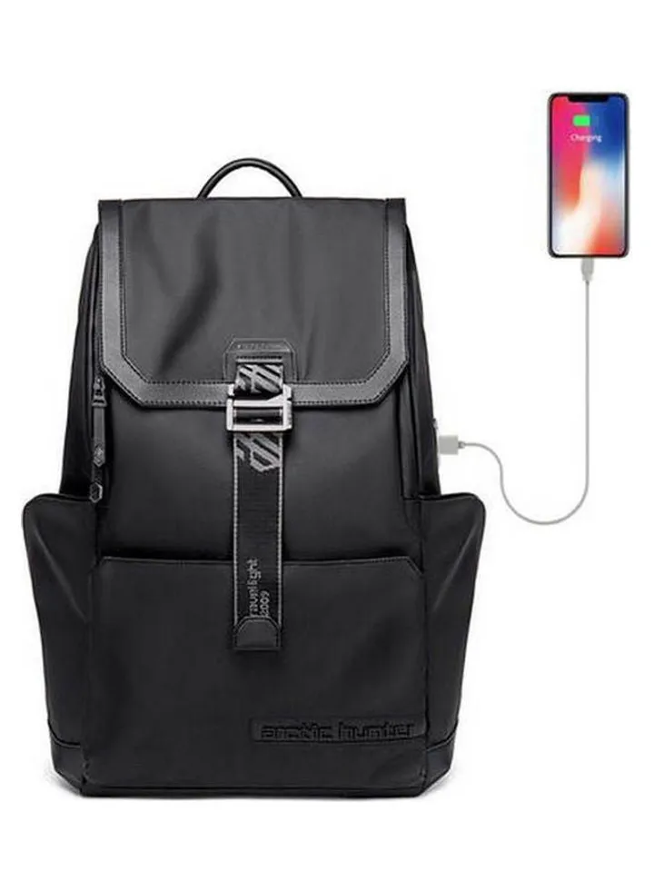 Laptop Business Fashion Travel Waterproof Usb Outport Backpack Bag, Black