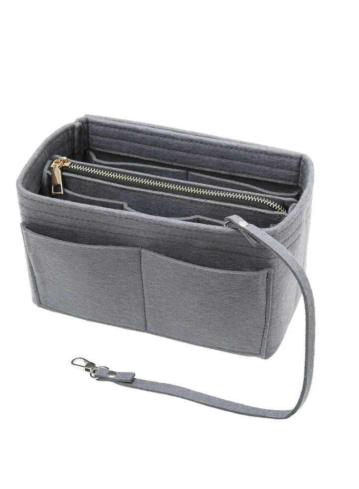 Purse Organizer Insert for Handbags Felt Bag Tote Shaper With Zippers Thicken and Portable Handbag in Speedy Neverfull Grey