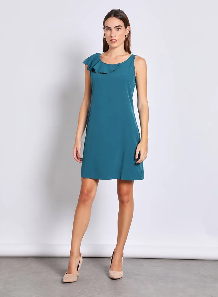 Women'S Casual Midi Sleeveless Plain Basic Dress Green