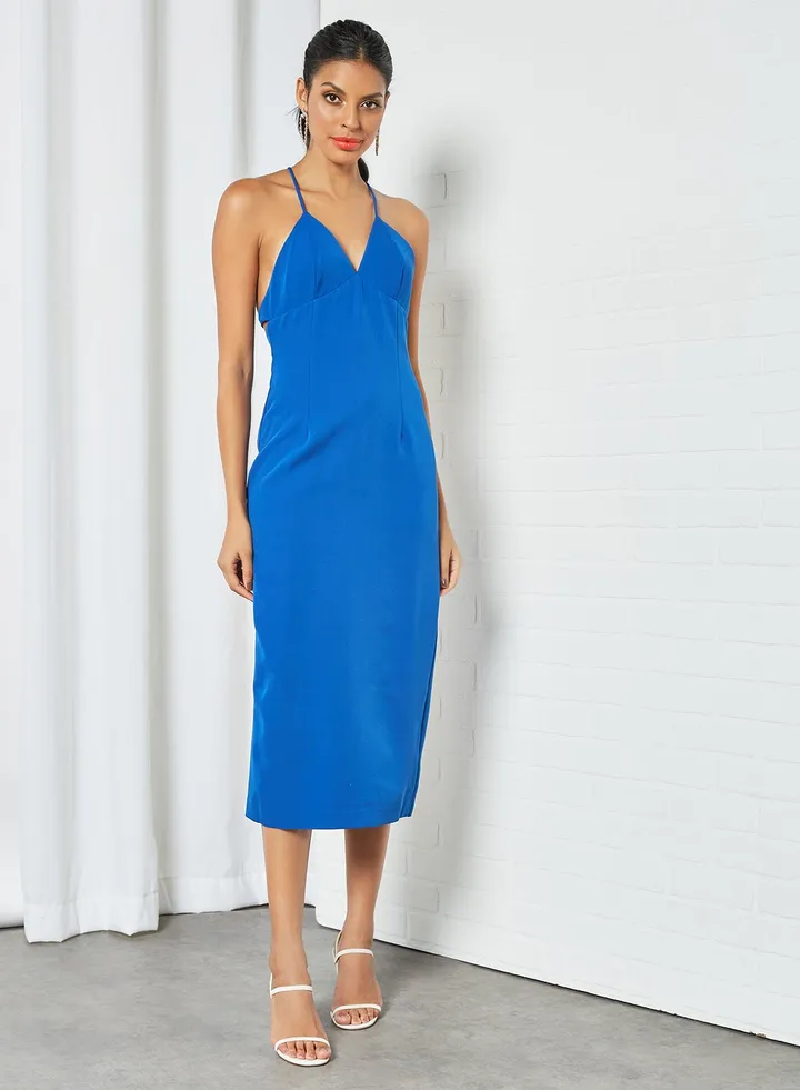Strappy Midi Dress Blue