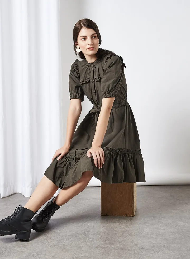 Sadako SS Dress Black Olive