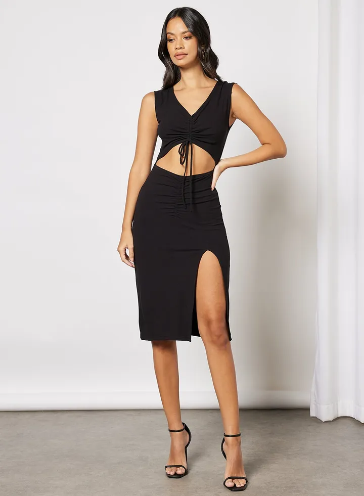 Cut Out Midi Dress Black