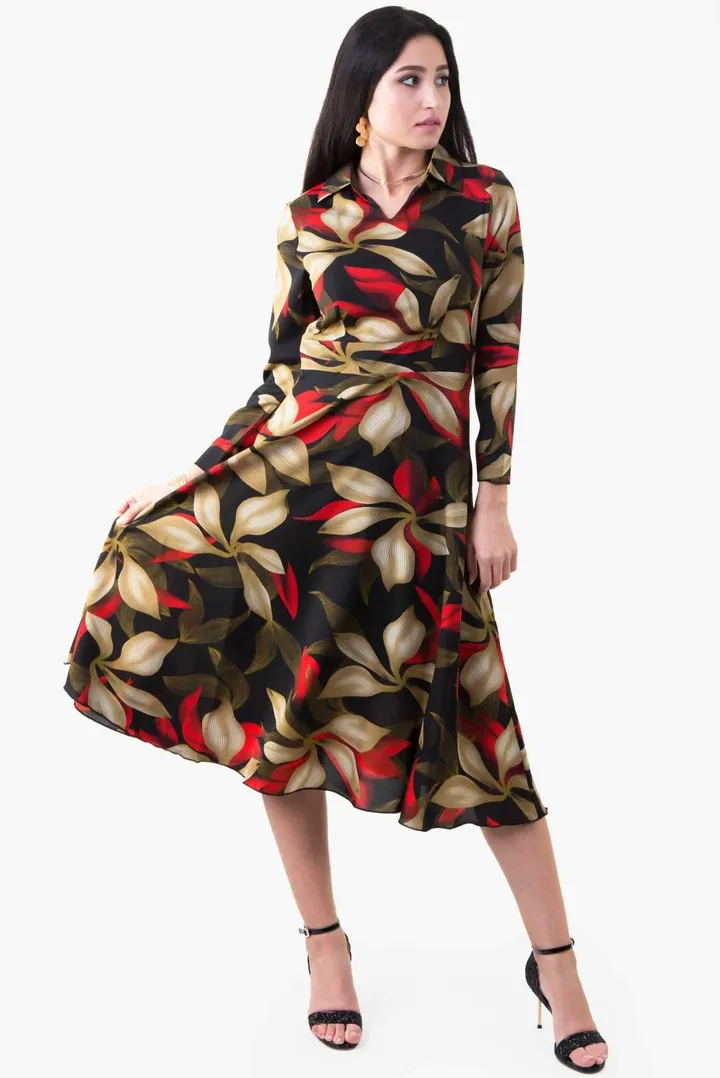 Flower Dress Black/Brown