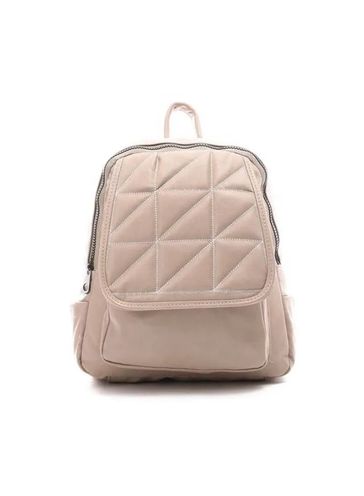 Elegant Leather Backpack Beige