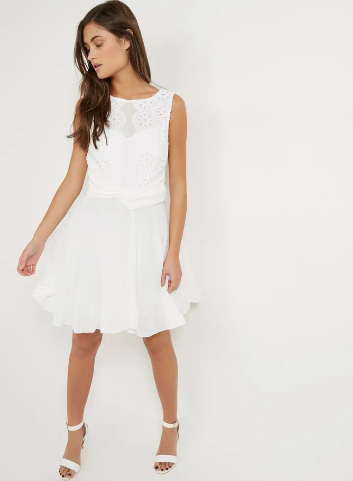 Milky Skater Dress White