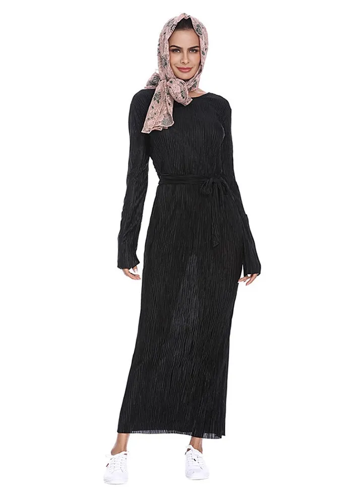 Long Sleeve Moroccan Kaftan Dress Black