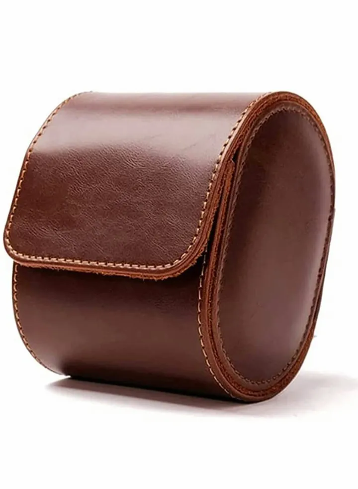 Watch Roll Travel Case, Single Watch Case for Men and Women with Suede Lining - Watch Roll Travel Case - Storage Organizer and Display(Dark Brown)…