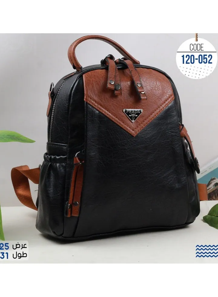Women's black leather backpack, high quality material, size 25 * 31