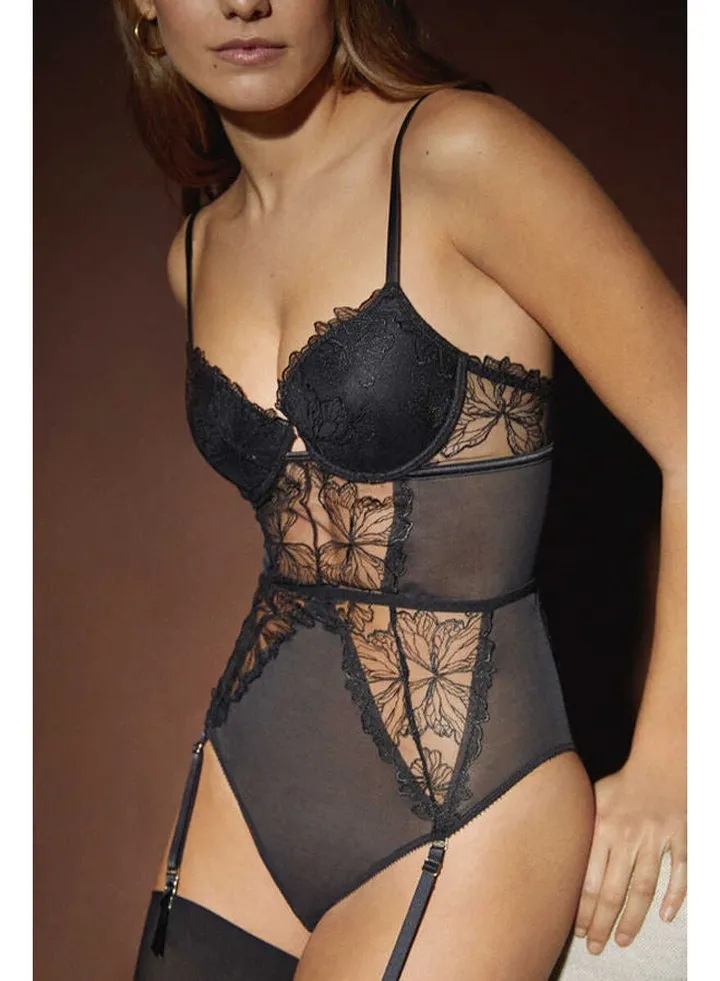 Classic embroidered tulle bodysuit