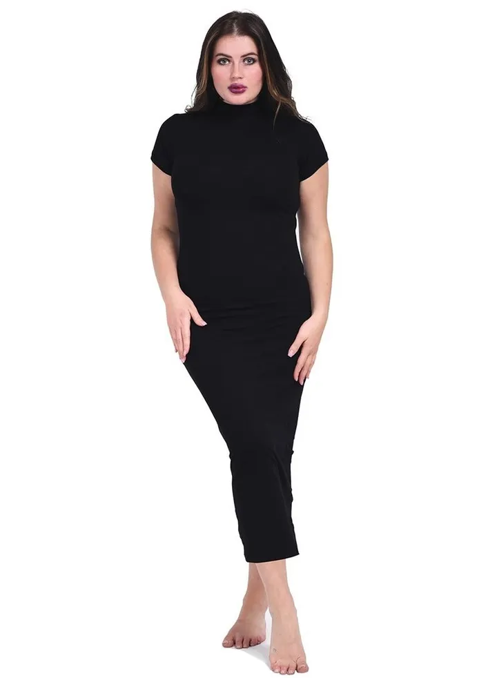 comodo Highneck half sleeve long dress egyptian cotton 100%