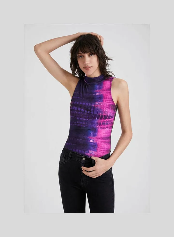 Ribbed Tie-Dye Bodysuit Multicolor