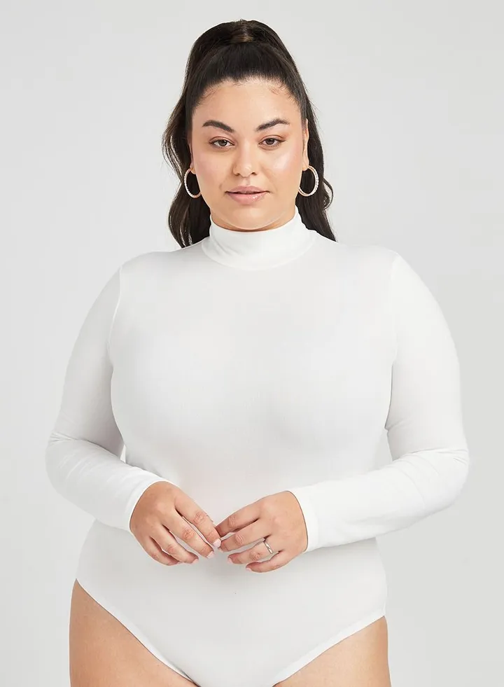 Plus Long Sleeves High Neck Bodysuit