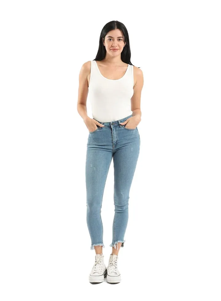 Carina Plunge Neck Top - Off White