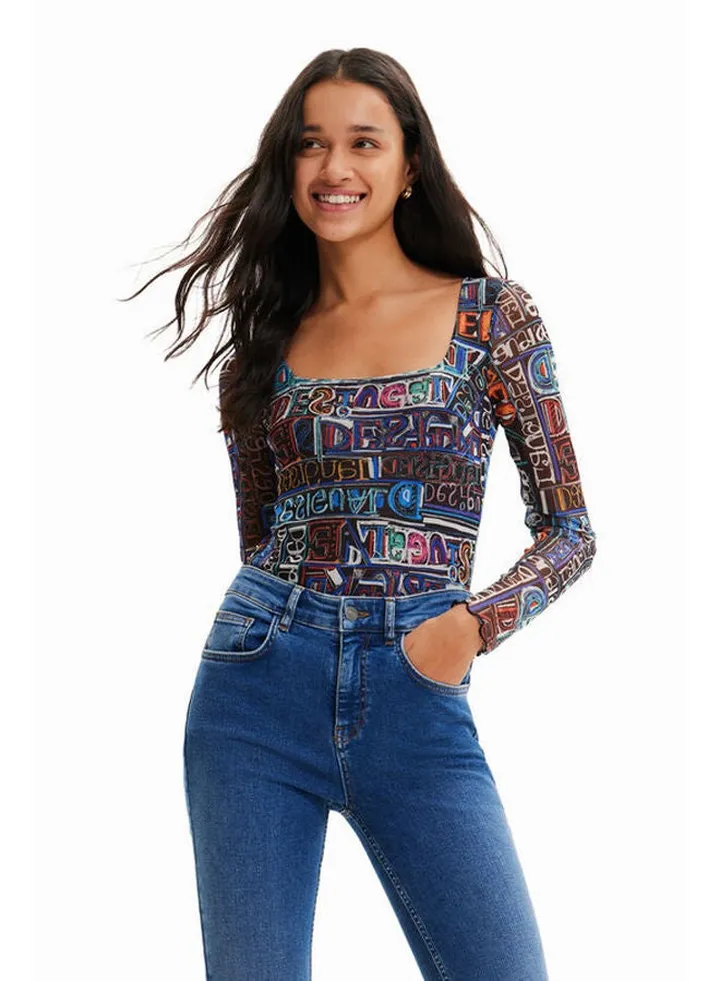 Tulle arty logo bodysuit