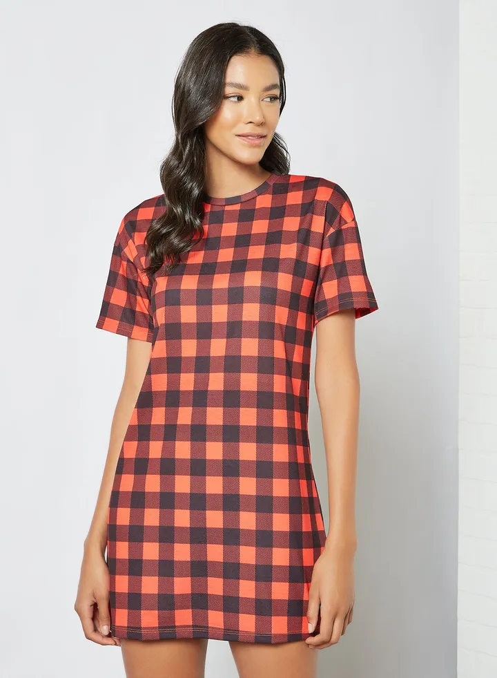 Checkered Nightdress Red/Black