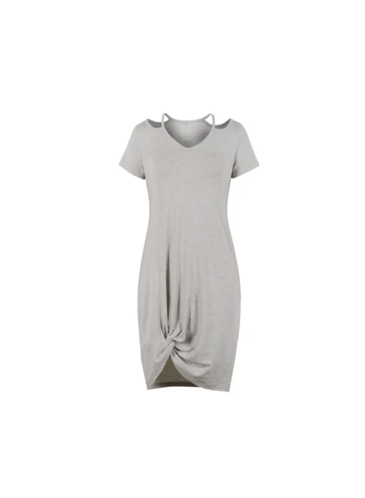 Casual Twist Midi Dress Grey