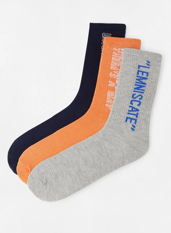 Printed Crew Socks (Pack of 3)