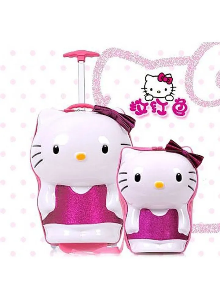 2-Piece Kids Backpack Set White/Pink
