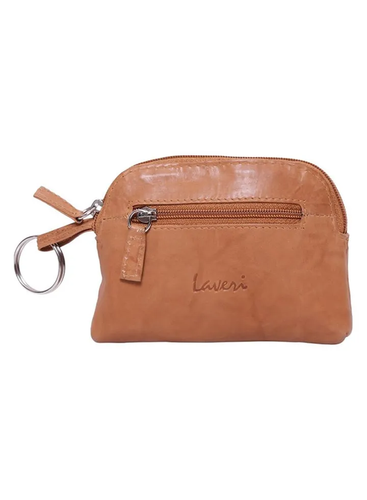 Leather Small Money Coin Purse Brown