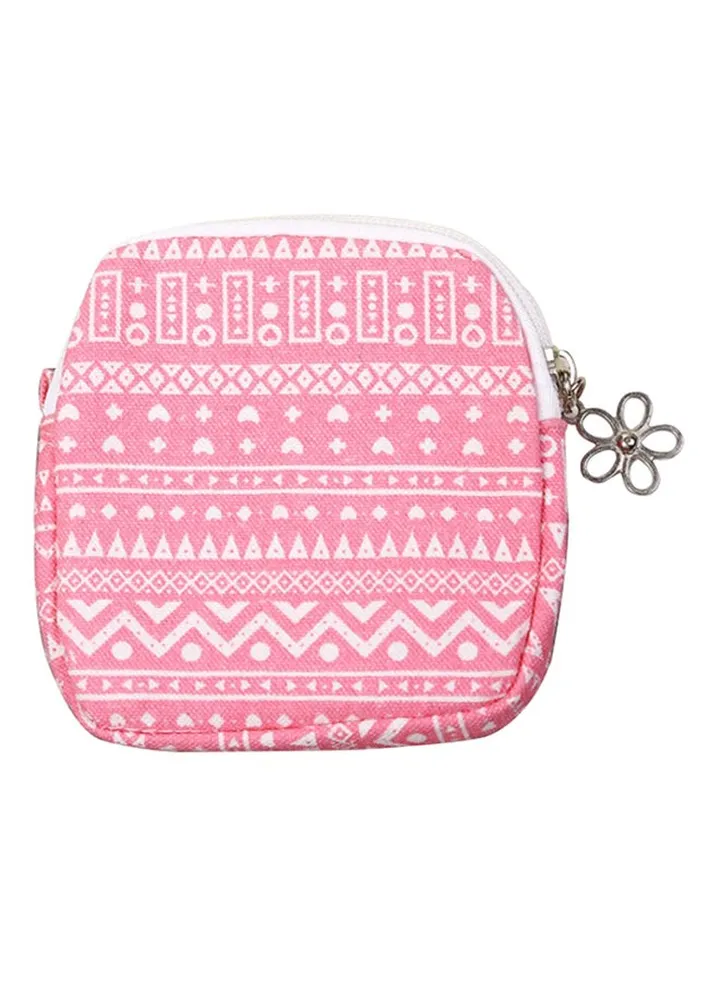 Printed Coin Purse Pink/White