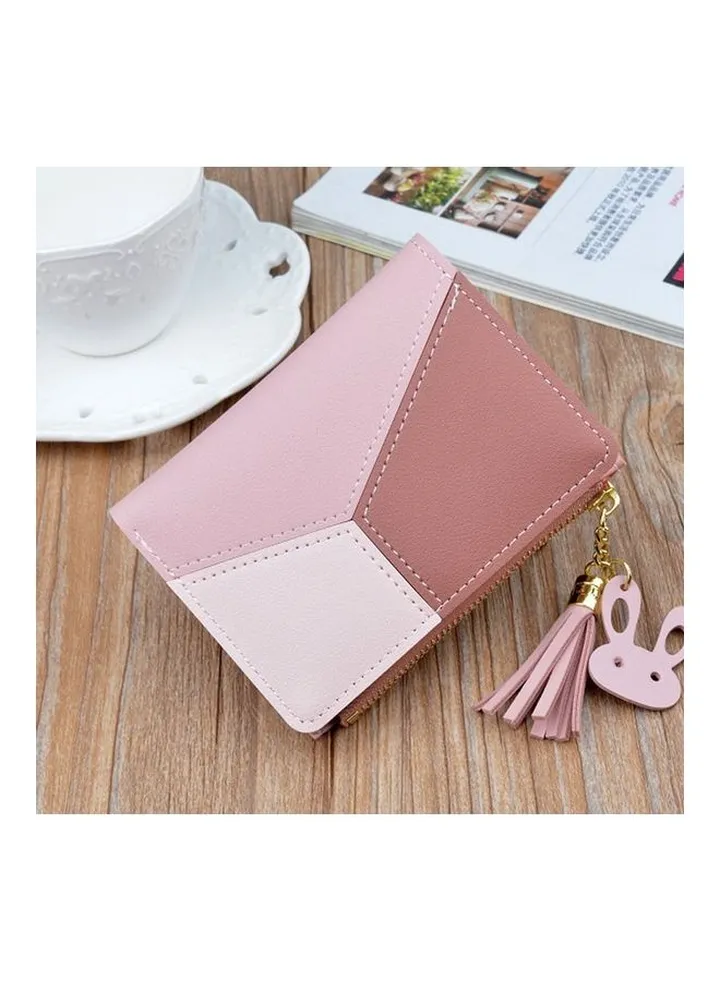 PU Zipper Coin Purse Pink/Brown