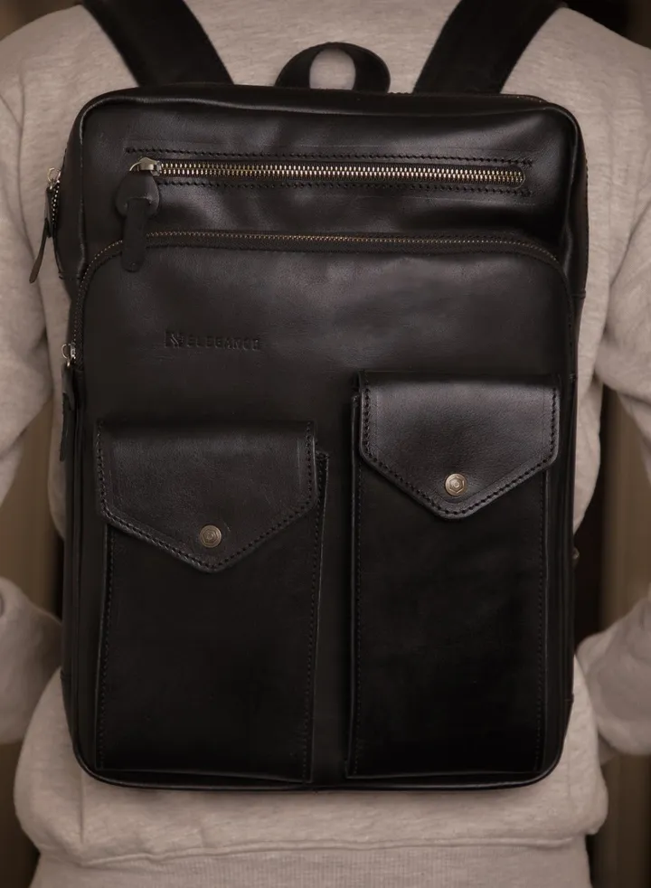 100% Genuine Leather High Quality 15.6inch Black