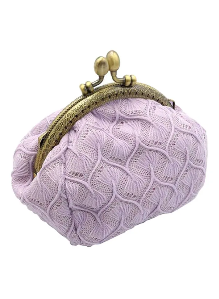 Vintage Knitted Coin Purse Purple