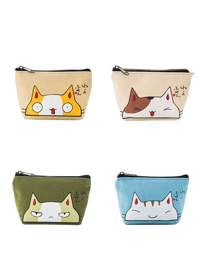 Cute Cat Coin Purse Blue/White