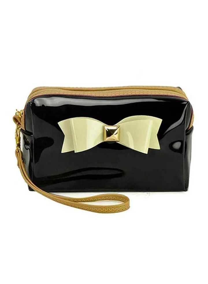 Bow Decor Trendy Coin Purse Black