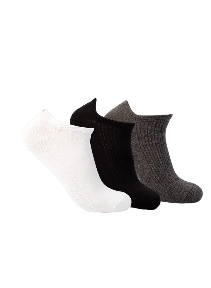 future socks low cut white-grey-black pack of 3 cotton