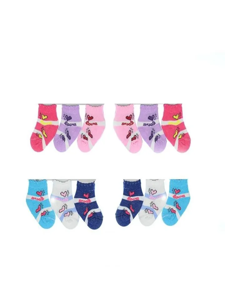Bundle Of 12 Soft Cotton Socks For Baby Girls