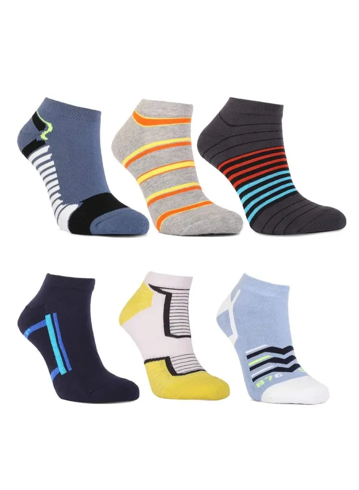 Pack of 6 Plain Color Cotton Socket Socks for Men