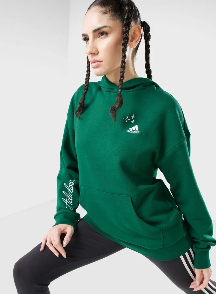 Scribble Embroidery French Terry Hoodie