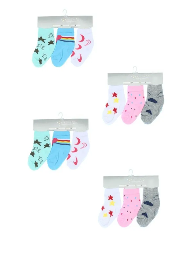 Bundle Of 12 Soft Cotton Socks For Baby Boys & Girls