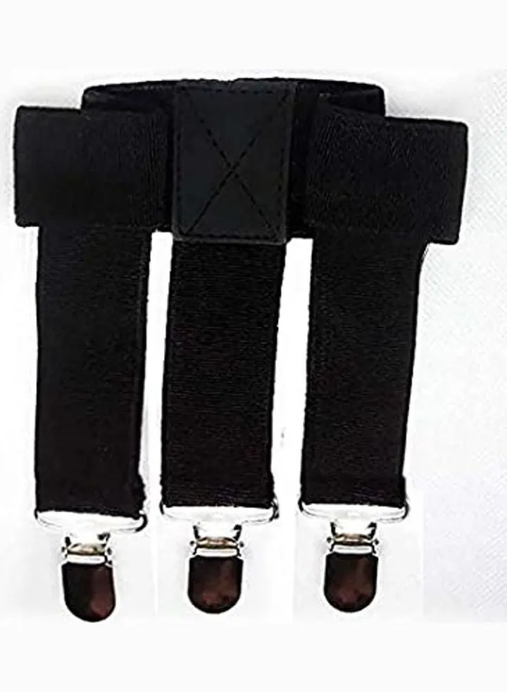 Adjustable Elastic Shirt Holder Garter Black