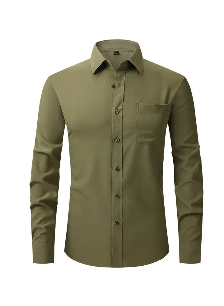 Elastic Business Casual Long Sleeved Formal Shirt