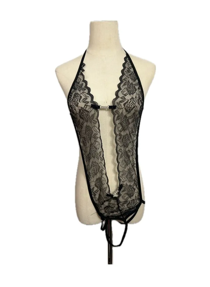 Women's Underwear Babydoll Womens Lace Pajamas Princess Style Uniform Underwear Set Black
