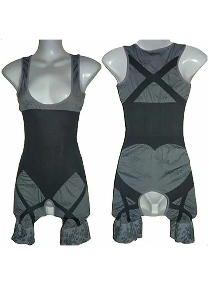 Sleeveless Charcoal Body Shaper Suit Grey
