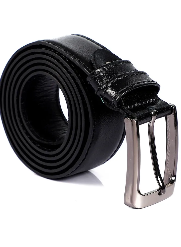 Classic Plain Leather Belt - Black